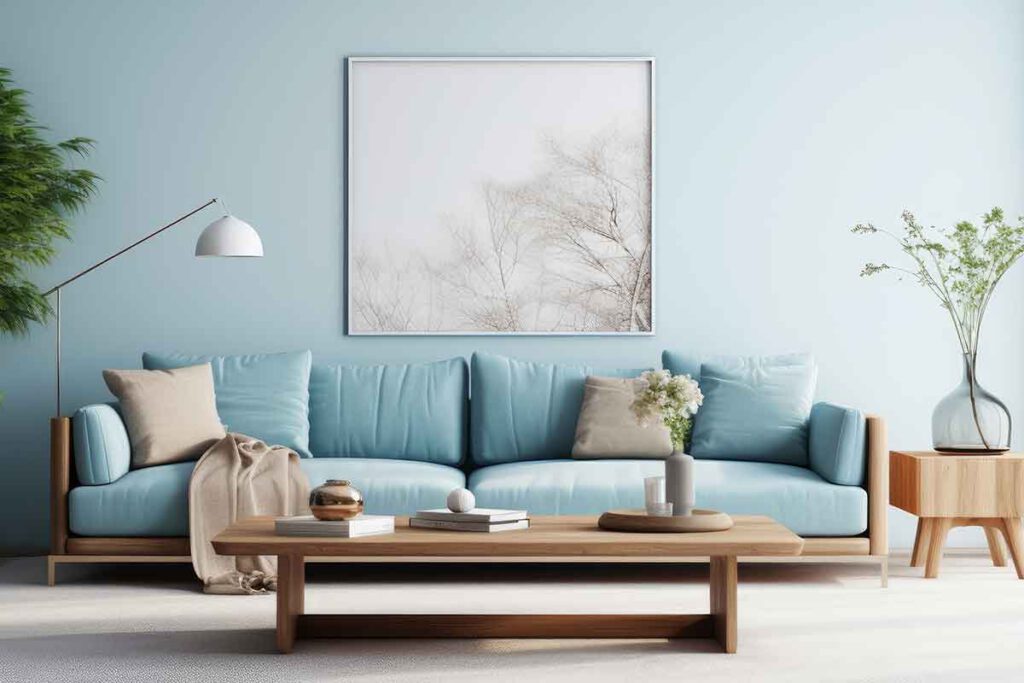 Sofa hellblau Wohnzimmer